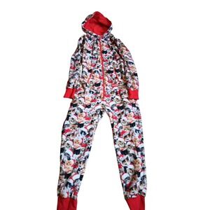 Tipsy Elves‎ Cats in Santa Hats Unisex Hooded jumper Pajama, Medium, Red Trim